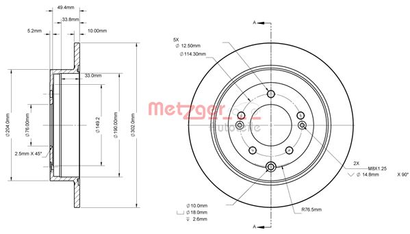 METZGER 6110879 GREENPARTS Bremsscheibe
